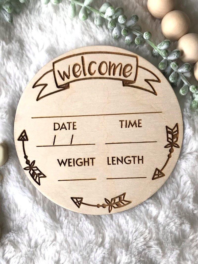 Boho Birth Announcement Plaque Sweet Hummingbird Designs