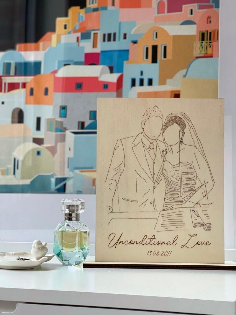 Love Story Engraved Illustrated Plaque Sweet Hummingbird Designs