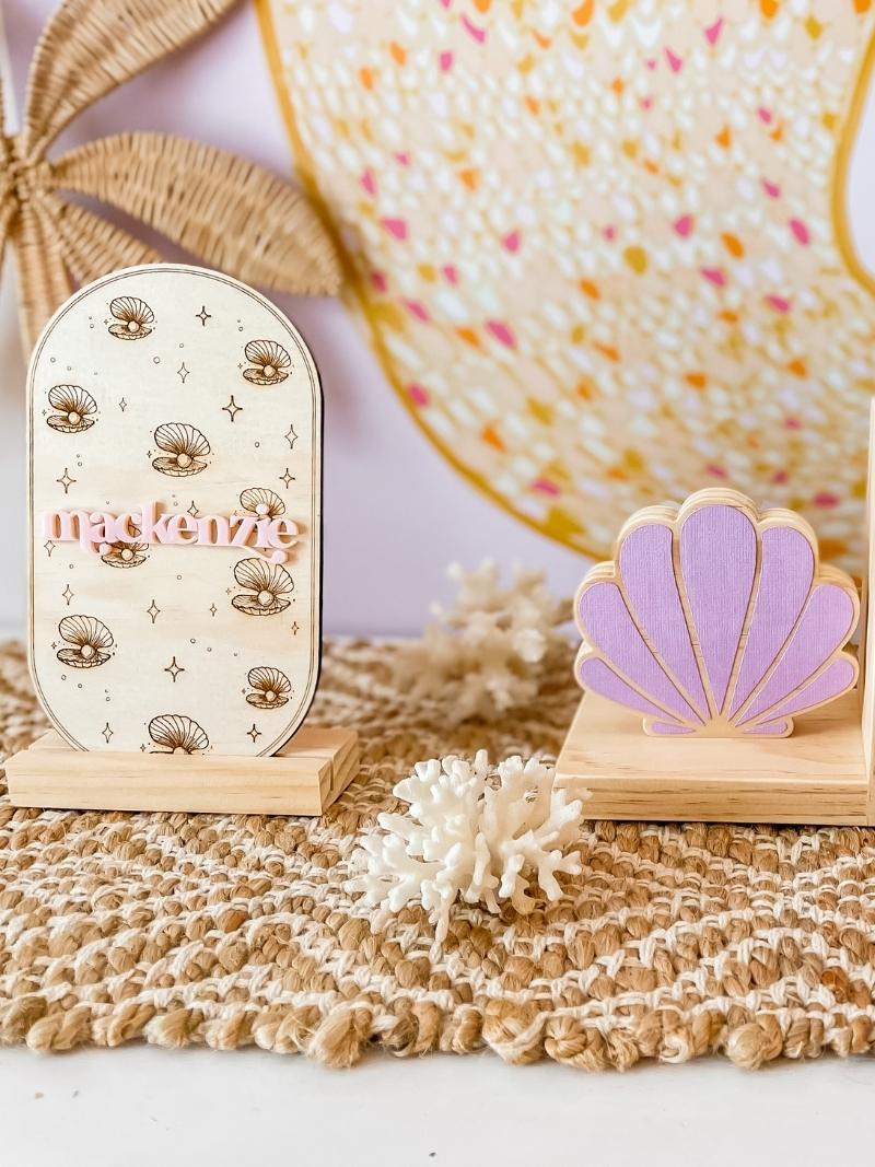 Clam Shell and Pearl Name Plaque