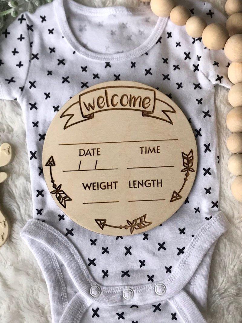 Boho Birth Announcement Plaque Sweet Hummingbird Designs